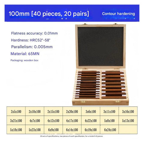 Badass Precision Setup Blocks, 20 Pair Parallel Pad Gauge Kit, Alloy Steel CNC Milling Router Table Saw Gear with 40 pieces in wooden box.
