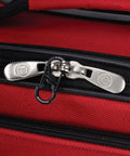 S Biner MicroLock Stainless Steel Key Holder Carabiner Clip Set Of 5 With Locking Gates securing luggage zippers on red bag