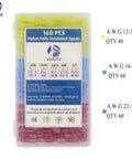 160 Piece Set Fully Insulated Nylon Spade Quick Disconnect Terminals Kit For Electrical Crimping, organized in a transparent box