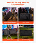 No Sweat Electronic Drum Roller Case With Thick Cushioning And Easy Rollin Wheels, Large Travel Softcase In Use With Multiple Carrying Methods.