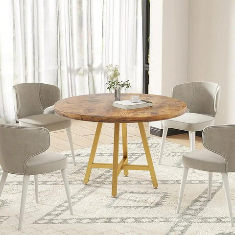 Gold X Shape Table Base For Glass Wood Marble Tops with wooden top, dining room setup, 28 inch height, modern design, scratch-resistant finish.