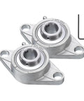 Two Pack Self Aligning Pillow Block Bearings 3/4 Inch Bore Base Mounted Chrome Steel With Stainless Housing Sealed And Built To Last Includes Key Wrench SUCFL204-12 shown with wrench