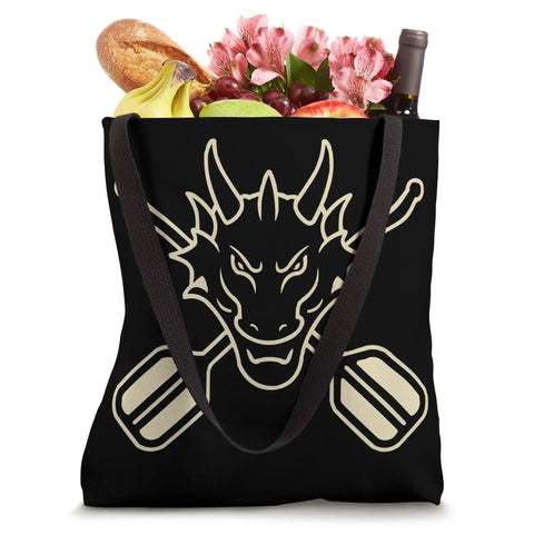 Black Boat Paddler Tote Bag for Dragon Boat Racing Dragonboating Fans and Teams Durable Water Ready Carryall with dragon design