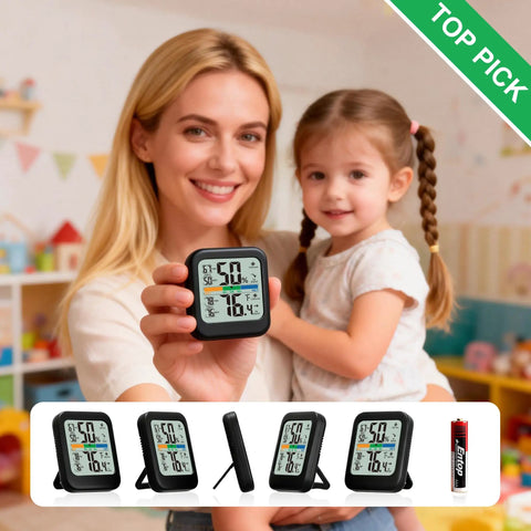 Room Thermometer And Hygrometer Real Time Temperature And Humidity Monitor With Fast Five Second Refresh High Accuracy Digital Meter With 24 Hour Max Min Data Ideal For Humidifiers And Air Conditioning Control, handheld black display in nursery