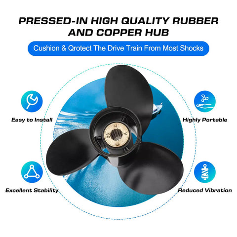 13 Spline Aluminum Outboard Propeller For Mercury Engines 30 To 70HP Right Hand Rotation Fits Three And One Quarter Gearcase Eleven And Five Eighths By Eleven Marine OEM Upgrade Performance Replacement Propeller