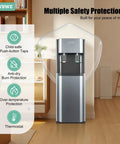 Bottom Loading Water Cooler Dispenser With No Heavy Lifting Three Temperature Settings in dark gray with safety features