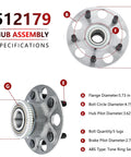 Pair Of Rear Wheel Bearing Hub Assemblies Fits Honda Accord 1998 1999 2000 2001 2002 V6 3.0L And Acura TL 1999 2003 Wheel Hub Bearing Replacement Direct Fit Replacement For Easy Install And Long Lasting Performance with specifications diagram including flange diameter, bolt circle, and ABS tone ring.