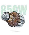 Close-up of 850W motor component for 850W Mini Bench Grinder And Jade Polishing Machine For DIY Woodworking Jewelry Rock And Metal Crafting Station.