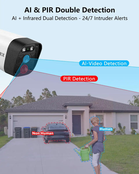Outdoor Wireless Security Camera System With Built In Monitor And NVR Dual Antenna Cameras AI PIR detection in home setting