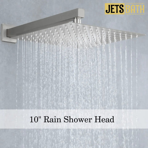 10-inch rain shower head from All-In-One Tub And Shower Faucet Set In Brushed Nickel With 12-Inch Rainfall Shower Head Waterfall Tub Spout And Rough-In Valve Complete Bath Trim Kit For An Easy, No-Brainer Upgrade