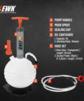 6L Oil Extractor Pump And Flexible Moldable Oil Funnel Kit featuring manual pump, 6L container, and hose for fluid changes.