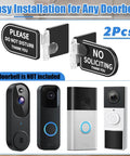 Acrylic Do Not Disturb Doorbell Sign No Soliciting For Front Door Fits Any Doorbell Easy Install Pack Of 2 displayed with doorbells