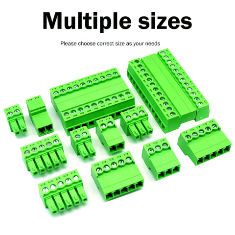 Multiple sizes of green 8 Pin 3.81mm Pitch Screw Terminal Block Connector Plug And Play Quick Connector For 28 16 AWG Wire