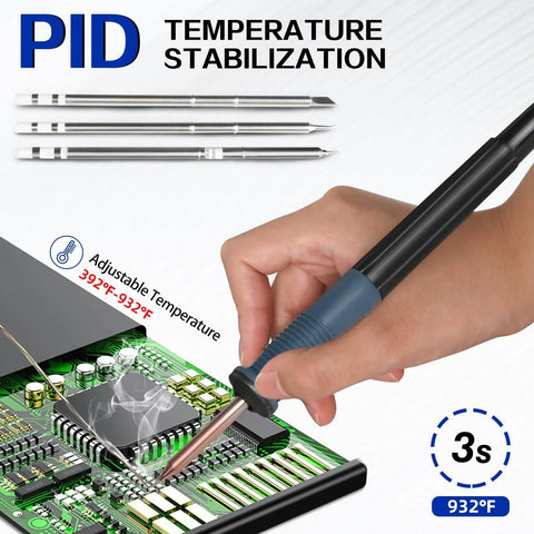 Powerful 2-In-1 Hot Air Soldering Station Workhorse for electronics PCB repair with PID temperature control in use