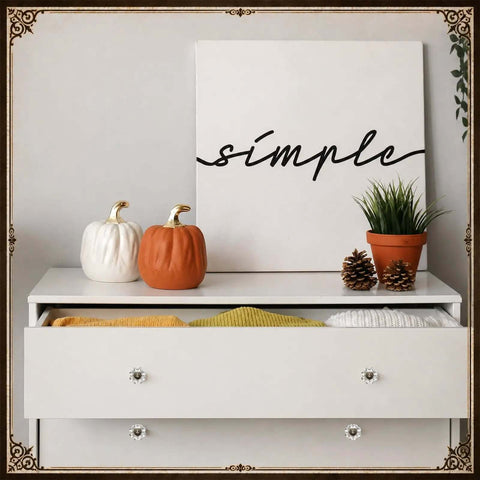 Crystal Pumpkin Cabinet Knobs 25 Pieces Clear Acrylic Drawer Pulls on white dresser with simple decor