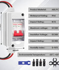 Outdoor Solar Disconnect Switch 20 Amp IP Waterproof DC Miniature Circuit Breaker with plug and play universal connector.
