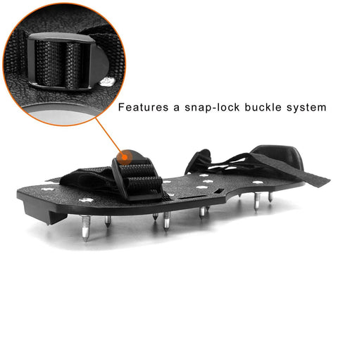 1 Pair Spiked Lawn Aeration Shoes With 1-Inch Spikes For Easy Lawn Aeration And Epoxy Floor Overlays Installation Unisex Durable Polypropylene With Snap Lock Buckle Black side view