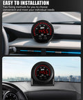 digital oil pressure gauge kit with 0-150 PSI range installed on car dashboard showing 145.5 PSI with easy mounting options