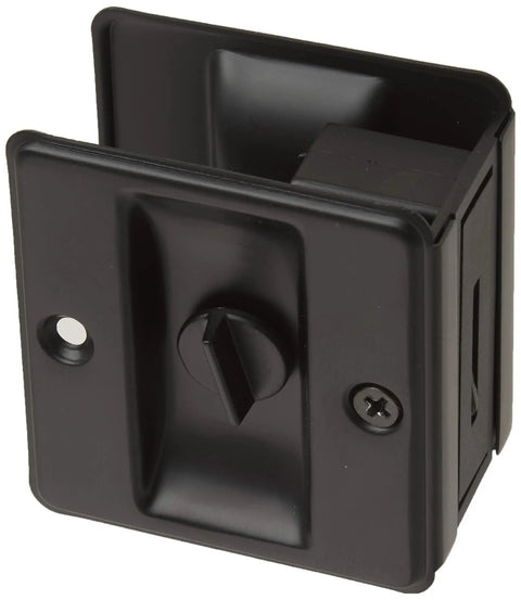 Solid Brass Pocket Privacy Door Pull In Matte Black, Built Tough Interior Door Handle For 1 3/8 To 1 3/4 Inch Doors