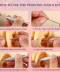 Step-by-step guide using Piercing Taper Ball Grabber Tool For 14G To 20G Threadless Insertion Pin And Flat Back Earring