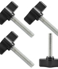 Four Pack Thumb Screws With Stainless Steel Threads And Black Aluminum Knobs For Woodworking And Equipment Assembly
