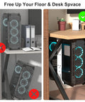 Slick Under Desk PC Mount Bracket For Computer Tower Case Holder White Adjustable Frame Fits Most Desktop Rigs mounted neatly under desk.