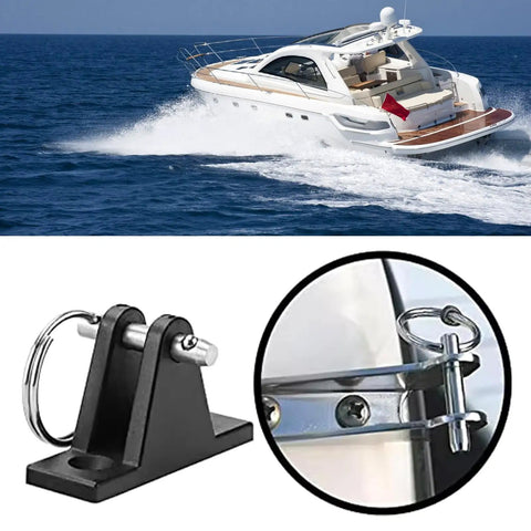 Heavy Duty Industrial Locking Pins Carbon Steel Fast Release Ball Detent Set shown with black base and stainless ring for secure fastening.