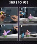 Steps to use All-In-One UV Resin Kit With Rechargeable 395Nm Light, repair toy with fast-cure resin and flashlight.