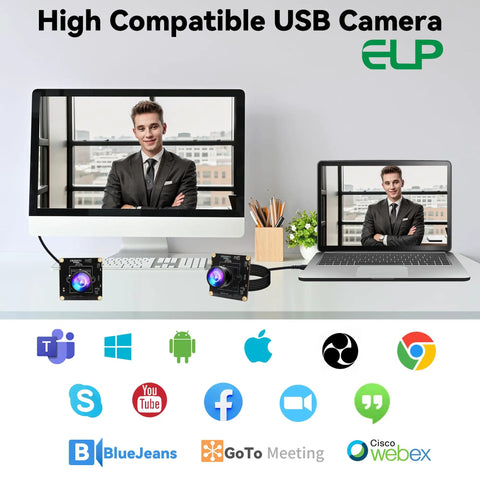 Low Light USB Camera Module With Starvis 0.0001 Lux showcasing compatibility with various platforms on desktop and laptop screens