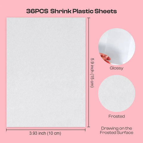 36 Piece Shrink Plastic Sheets For Shrinky Art And Diy Crafts 6 By 4 Inches 15 By 10 Cm One Side Frosted And One Side Glossy