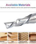 Carbide Downcut Router Bit Set For Woodworking With 3/8 Inch Cutting Diameter, 1/2 Inch Shank, close-up of CNC Spiral End Mill