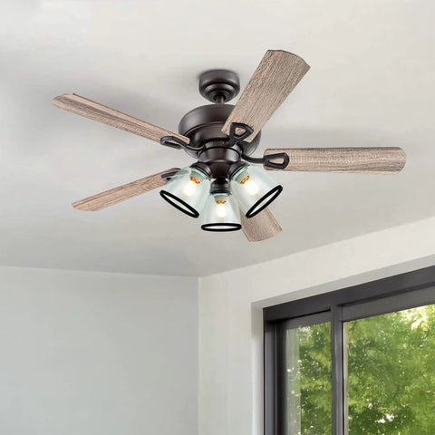 Ceiling fan with 4 Pack White Frosted Glass Lamp Shades For Easy Light Swap, 5 In Height, 4.6 In Diameter, 1.65 In Fitter, Glass Shade