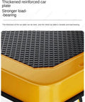 Heavy Duty Platform Cart Steel Push Hand Truck With 1100 LB Capacity Large 28.7 X 18.8 Inch Flatbed 4 Inch Swivel Wheels For 360 Degree Mobility Ideal For Warehouse Shop Garage And Moving Heavy Loads, yellow steel flatbed close-up
