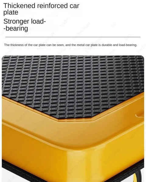 Heavy Duty Platform Cart Steel Push Hand Truck With 1100 LB Capacity Large 28.7 X 18.8 Inch Flatbed 4 Inch Swivel Wheels For 360 Degree Mobility Ideal For Warehouse Shop Garage And Moving Heavy Loads, yellow steel flatbed close-up