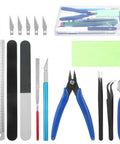 11 Piece Gundam Model Tool Kit For Basic Assembly And Repair Handy Hobby Hand Tools including nippers, tweezers, and precision knife displayed.
