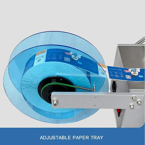 Semi Automatic Label Applicator For Round Bottles, Heavy Duty Bottle Tagger With Instant Date Encoder, Cans And Glass Roller, Precision Labeler Built To Last And Operate Like A Boss with adjustable paper tray for precise labeling.