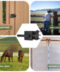 Beefy Double Sided Gate Latch For Outdoor Fences and Wood Gates with Dual Handles shown in various settings and applications
