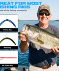Angler holding bass fish with All In One Bass Fishing Lures Kit With 32 Premium Five And A Half Inch Soft Plastic Worms Wacky Rig Gear