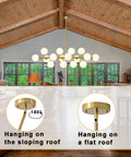 Four Light Sputnik Chandelier Ceiling Light With Adjustable Arms, Mid Century Modern Pendant Fixture In Black And Gold for Living Room