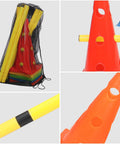 Dog Agility Training Set With 10 Cones And 5 Poles For Backyard Obstacle Course, mesh bag with multicolor cones and yellow poles