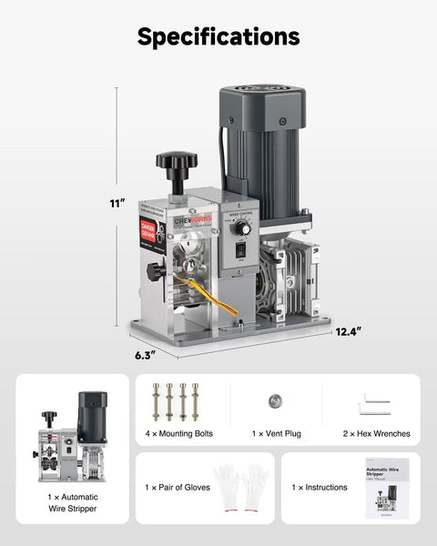 Specifications of 250W Automatic Wire Stripper Machine With Adjustable Speed For 0.06 To 1.18 Inch Cables
