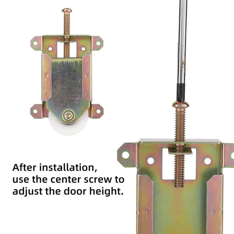 Close-up of Two Pack Sliding Mirror Closet Door Rollers Replacement for smooth quiet wardrobe doors, showing installation guide.