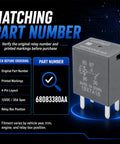 6 Pack 12V 35A 4 Pin Automotive Relay Replacement For Dodge Jeep Chrysler Ram Vehicles 68083380AA Ready To Drop In And Power Up Electrical Systems Today showing relay part number 68083380AA