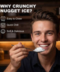 Gotta Have This Countertop Nugget Ice Maker Slaps Out Crisp Pebble And Crushed Pellets Fast With No Sweat Self Cleaning Routine 45 Lbs Daily Cold Blast Home Or Kitchen Staple, man enjoying nugget ice.