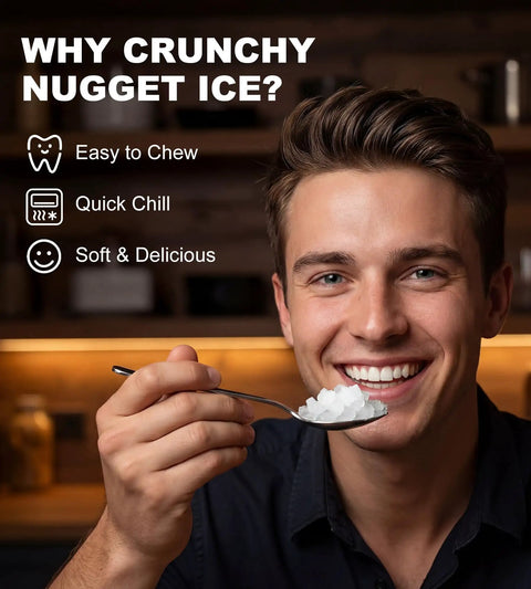 Gotta Have This Countertop Nugget Ice Maker Slaps Out Crisp Pebble And Crushed Pellets Fast With No Sweat Self Cleaning Routine 45 Lbs Daily Cold Blast Home Or Kitchen Staple, man enjoying nugget ice.