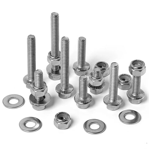 Beefy Stainless Steel 304 1/4-20 Flange Hex Bolts Kit With Nylon Insert Lock Nuts And Flat Washers In 1/2 Inch To 2 Inch Lengths For DIY Projects And Heavy Duty Equipment Fixes, bolts and washers