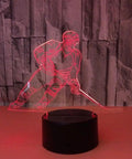 3D Hockey Night Light Player Lamp With 7 Color Changing LEDs on acrylic panel illuminating red with touch control base