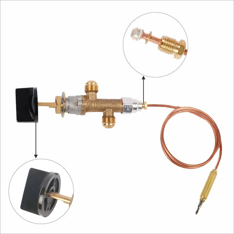 Low Pressure LPG Propane Gas Fireplace Fire Pit Safety Valve Kit With Thermocouple And Knob Switch Three Eighths Flare Inlet
