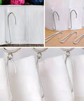 50 Pack Heavy Duty Stainless Steel Pinch Pleat Curtain Hooks 2.68 Inch Drapery Hooks on white pleated curtains