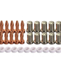 Pro Grade Plasma Cutter Torch Consumables Kit for PT 23 and PT 27 featuring 50A 80A 30A electrodes, nozzle tips, swirl rings